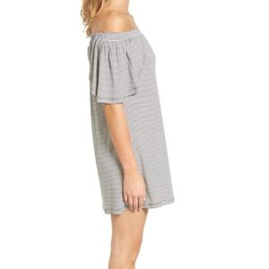 DELACY Marley Off the Shoulder Minidress Small S Navy White NWT